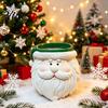 Decorative Storage Jar Cute Santa Claus Resin Flowerpot, Christmas Desktop Mini Foliage Plant Container Planter, Hand Painted for Indoor Home