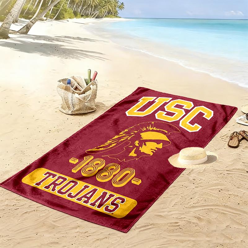 USC Trojans Print Beach Towel, Large Soft Quick Dry Towel for Beach Camping Swimming