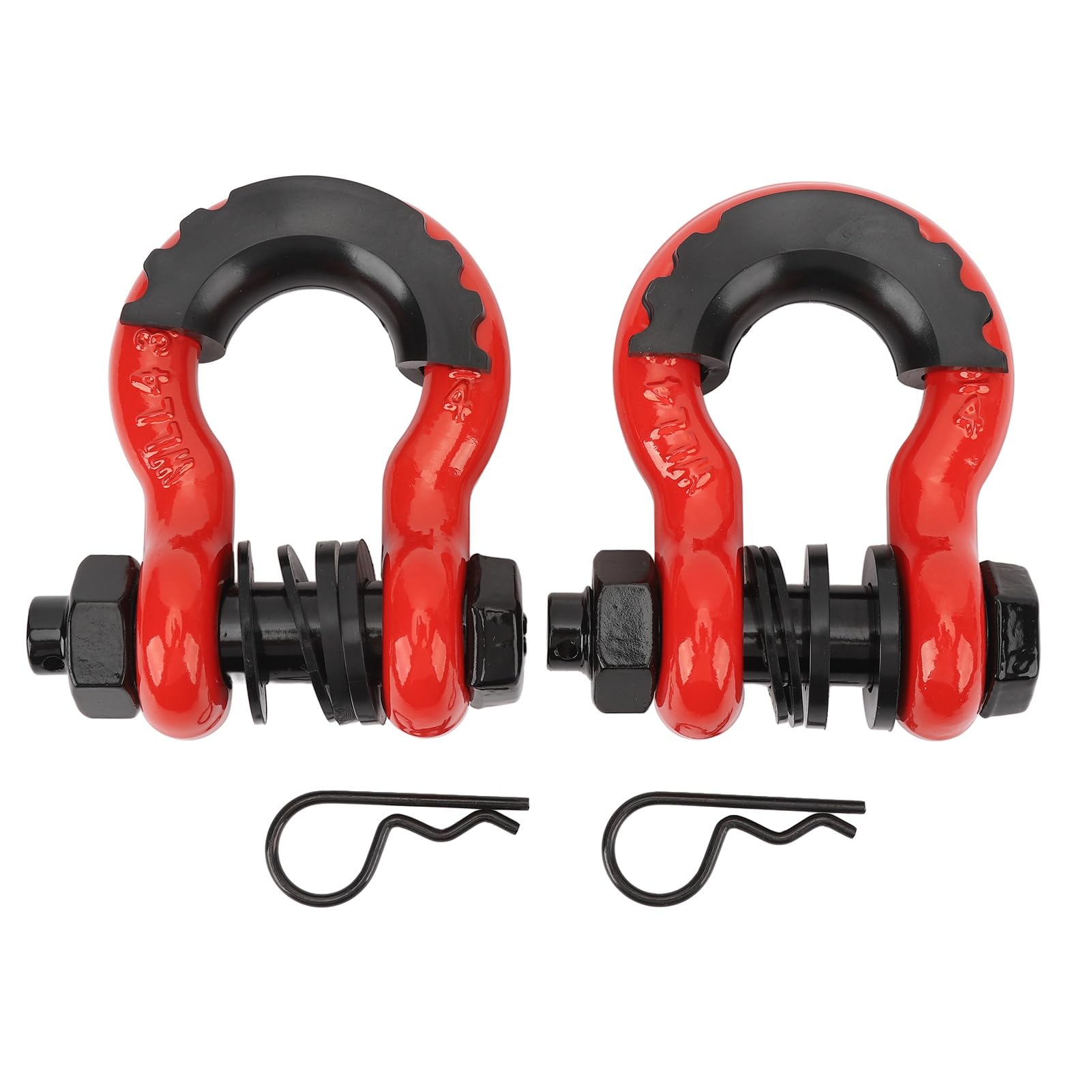 

2 Bow Towing Shackle Hooks with Pin and 5952 lb Break Shackle Hitch for Vehicles 3/4 D-Ring Shackle, 7/8 Washer, Strength, D-Ring Off-Road (Red)