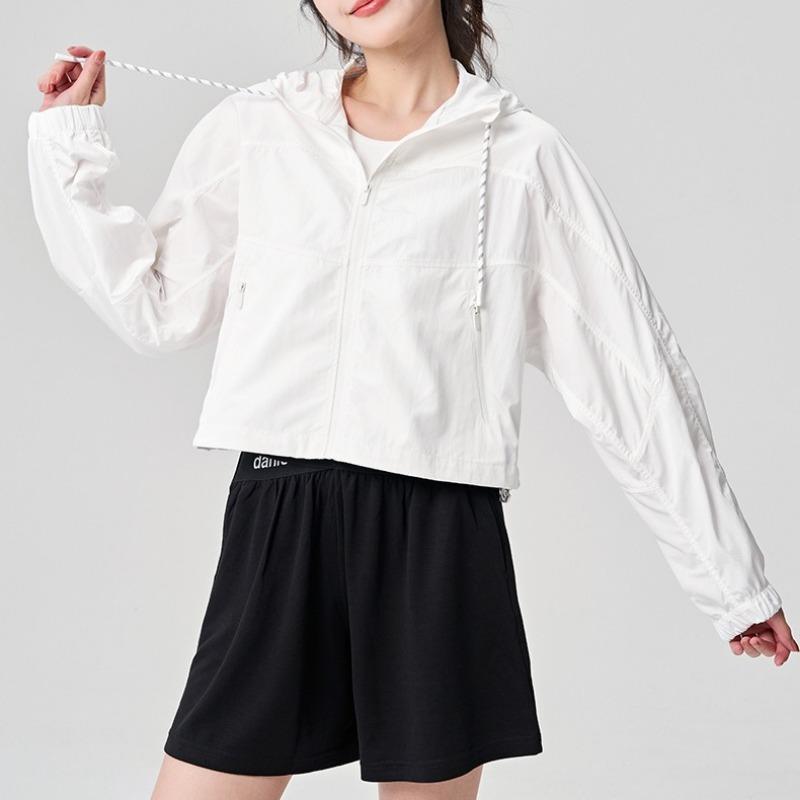 Sunscreen clothing upf50 + short thin drawstring jacket thin UV-proof hooded autumn coat women's jacket