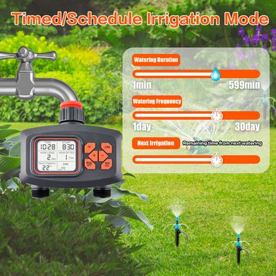 Timer per irrigazione per tubo da giardino Timer irrigatore intelligente 2 uscite Ampio schermo LCD programmabile