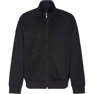 Felpa da uomo con colletto alla coreana, zip, manica lunga, fantasia jacquard, colore nero 6DZMLA-ZJNMZ-1200