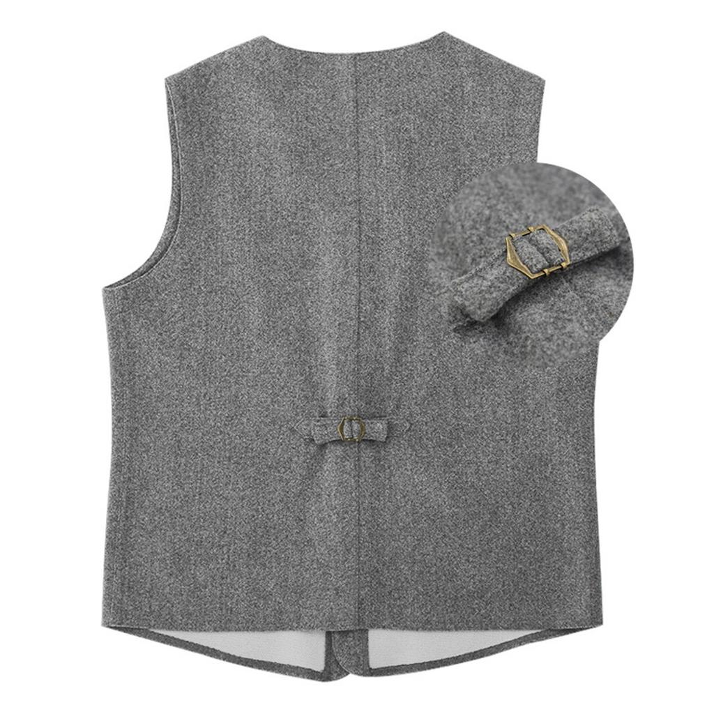 Męska modna casualowa dopasowana wełniana kamizelka jednorzędowa w jednolitym kolorze