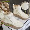 Schnee-Stiefel aus Leder und Kaninchenfell, Winter, neu, dicksohlige, erhöhende Damenstiefel, modische, vielseitige Kurzstiefel, warme Martin-Stiefel
