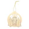 Wooden Christmas Scene Suspension with Fox Pattern 10.5 X 11.5 Cm