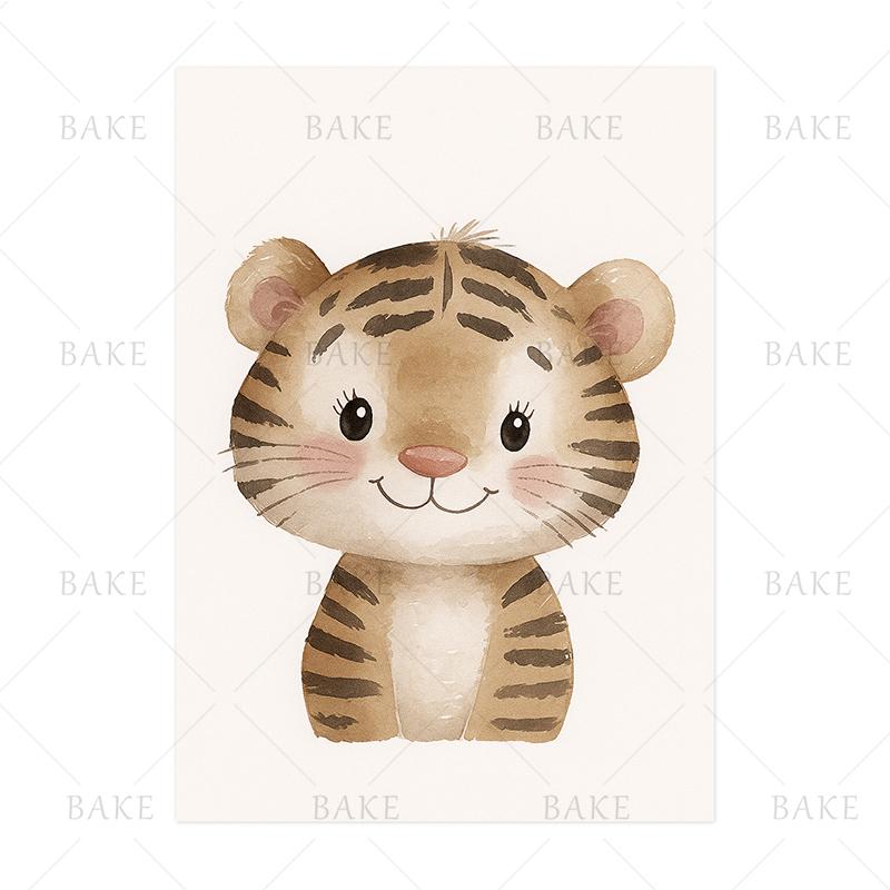 Cute Jungle Lion Giraffe Elephant Monkey Tiger Zebra Animal Wall Art Print Canvas Safari Nursery Posters for Kids Room Decor