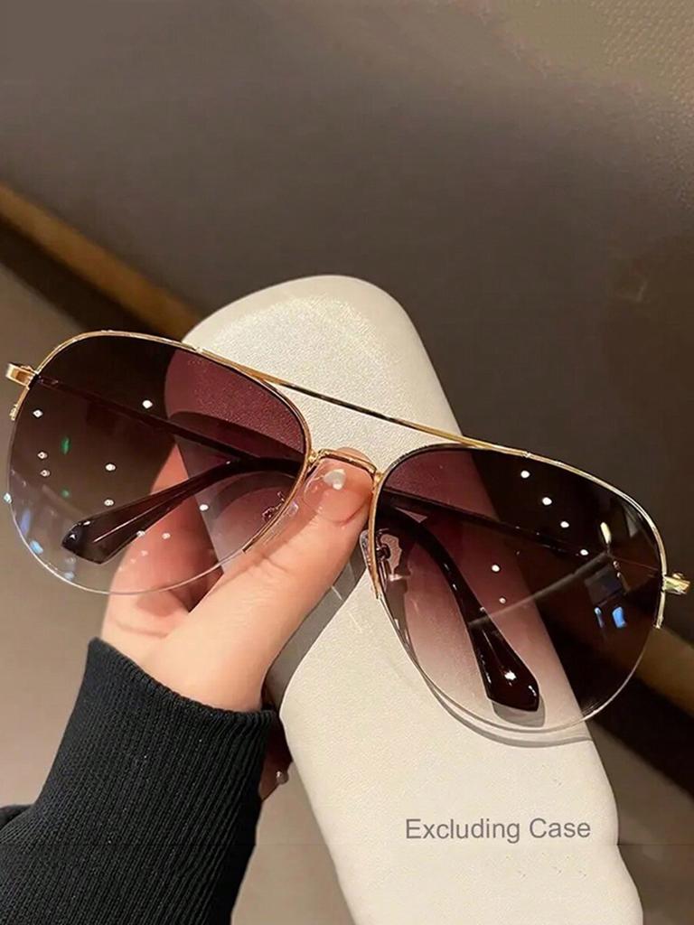 1PC fashionable women's retro frameless big eye lenses women's fashionable glasses personalized casual and v