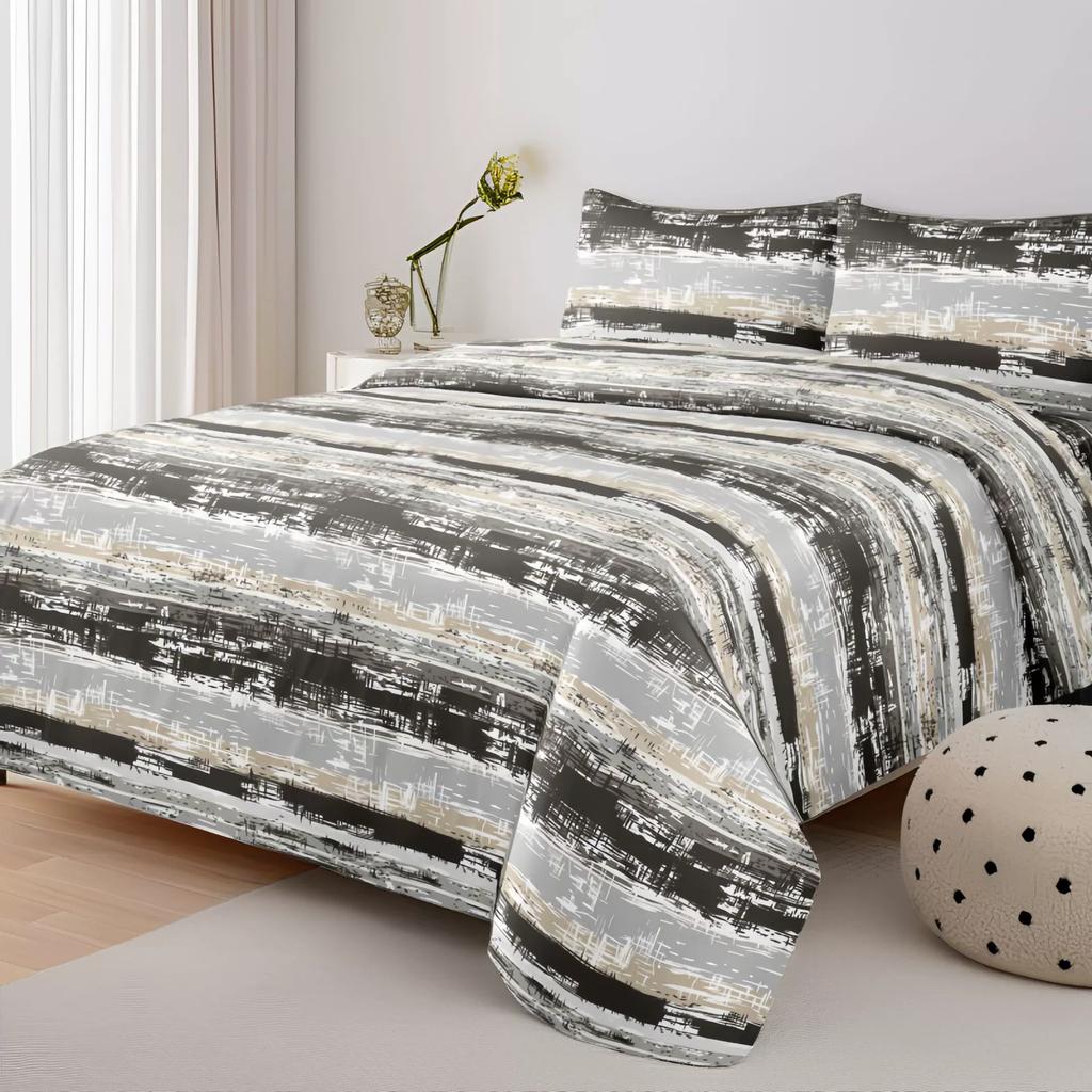 3pcs Printed Brushed Duvet Cover Pillowcase Three Piece Set High Quality Skin Friendly Fabric Bedding Cover (without Bed Sheet)