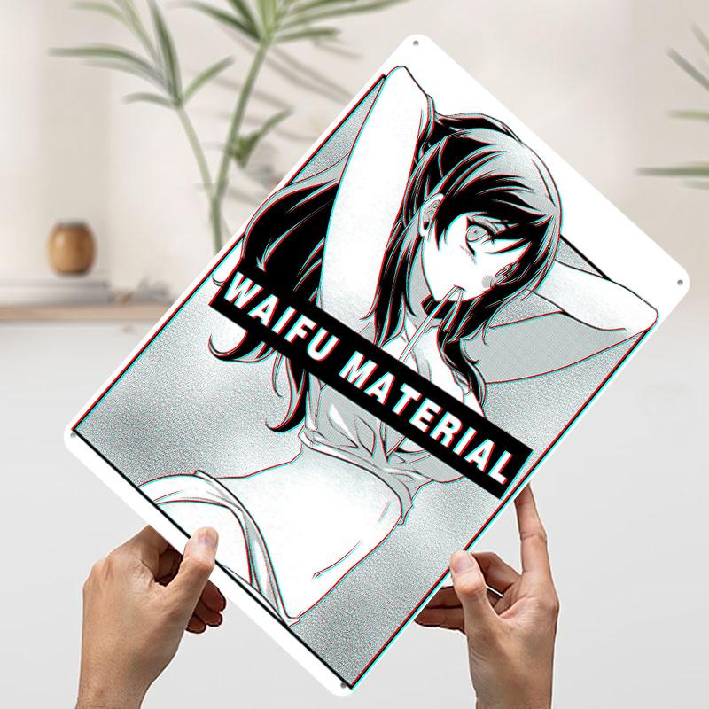 Waifu Material Tinplate Poster Customized Wall Art Vintage Metal Signs Retro Tin Plaque for Office Decor Home and Decoration
