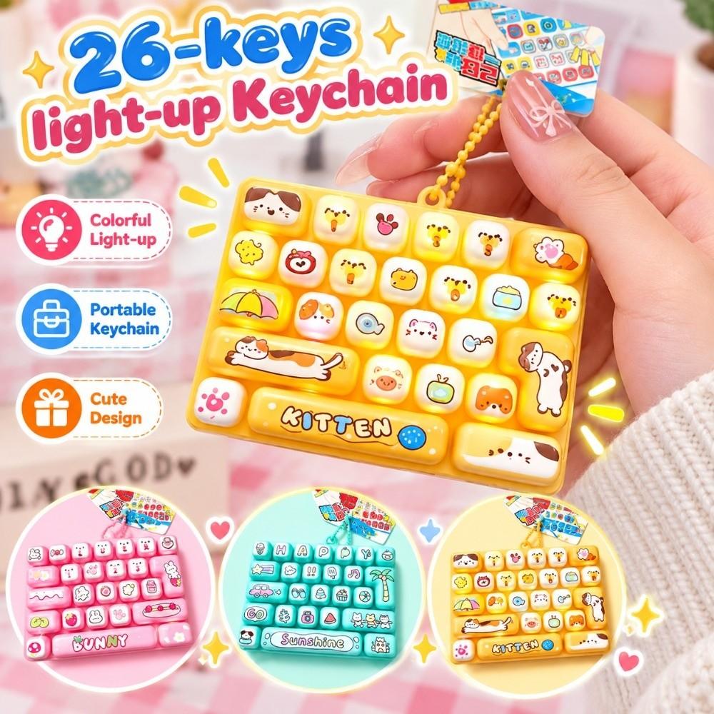 Transparent Dual-Tone Decompression Button Toy Cute Design Keyboard Keychain Bag Accessory