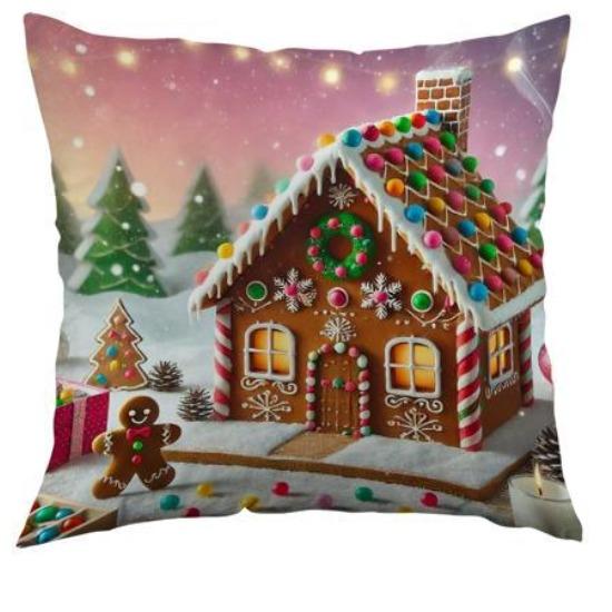 Christmas Pillow Cover Holiday Decoration Oil Painting Style Realistic Sofa Cushion Cover Bedroom Pillow