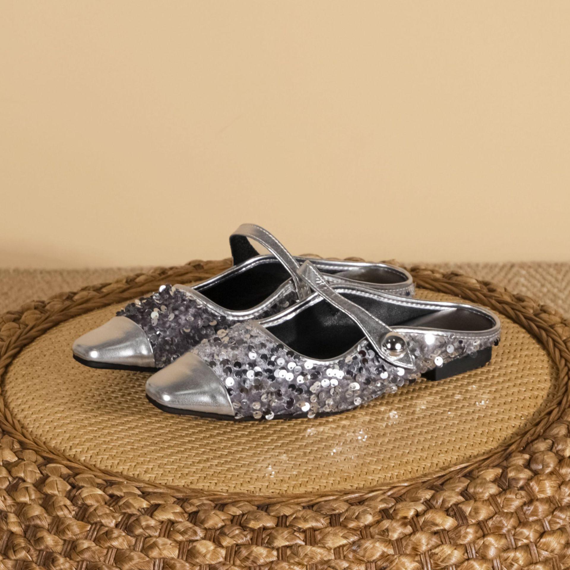 

Виноградная мама осень новая мода сверкающие пайетки одинарная обувь женская модная одежда удобная половина к мюли одинарная обувь женская 35