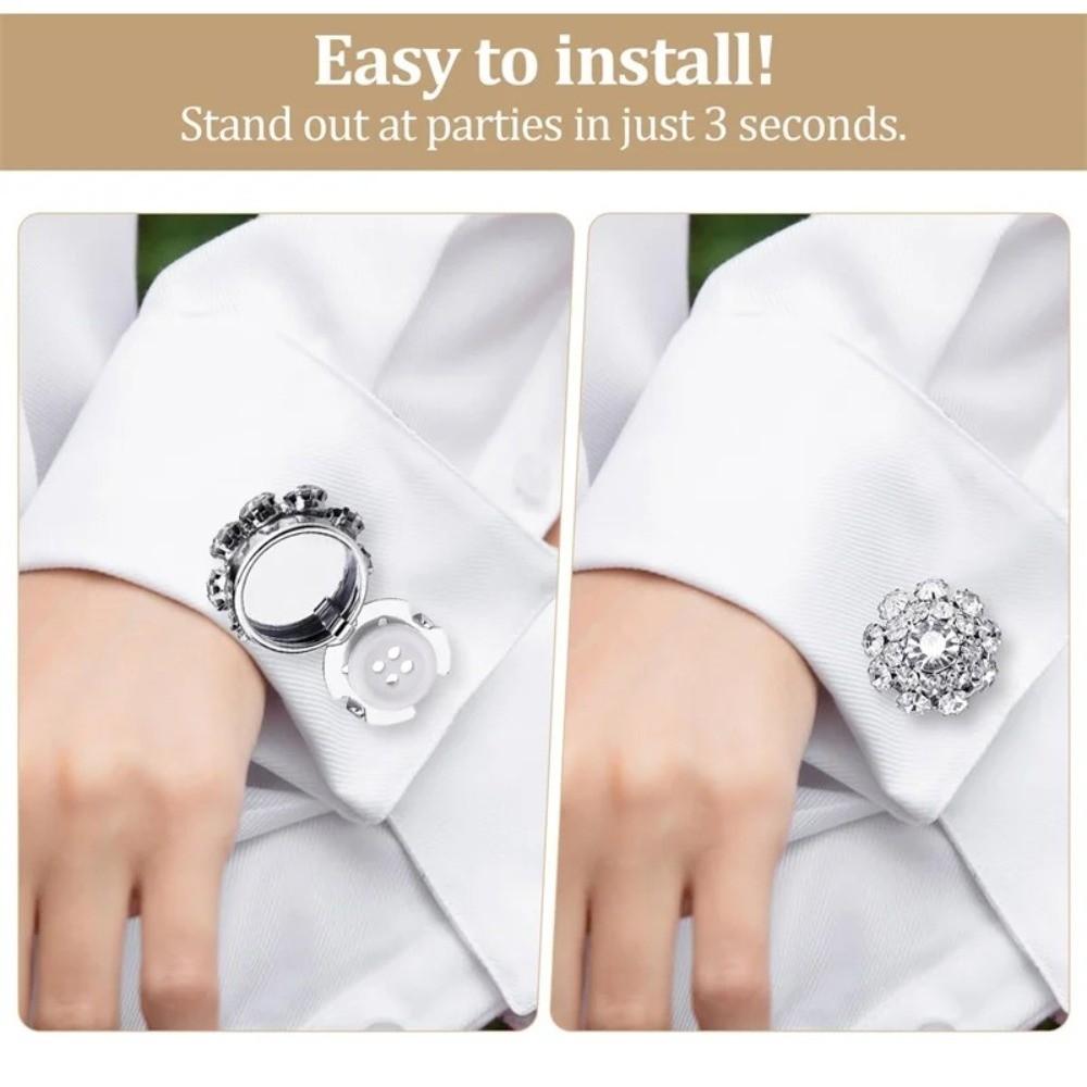 Flower Rhinestone Button Covers Detachable Zinc Zinc Alloy Clip Button Durable Decorative Buttons  Gift
