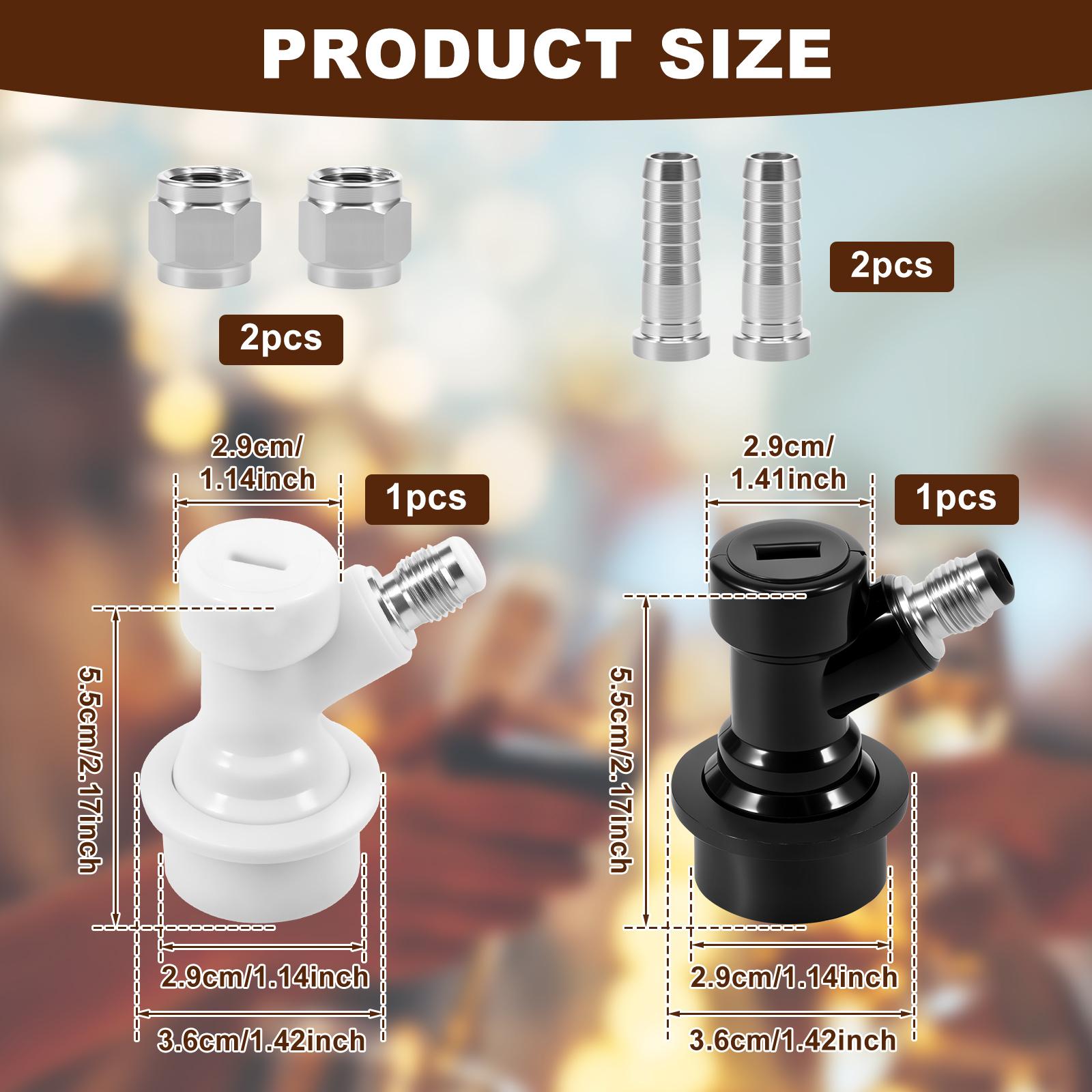 

1Pair Ball Lock Keg Fittings Ball Lock Disconnect Set Leak Free Ball Lock Keg Fittings for Keg Post Coupler Beer Homebrew Tools