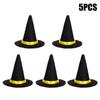 5Pcs Mini Felt Witch Hats Small Wizard Hat Decor For Wine Bottle Cup Table Ornament Halloween Party Bar Home Scene Decoration