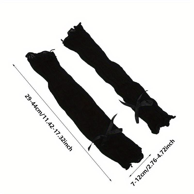 Lace Ruffle Y2k Gloves Fingerless Gloves Mittens JK Lolita Kawaii Women Mesh Fishnet Bowknot Black White Gloves