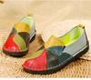 New Flat Women's Shoes Genuine Leather Casual Color-blocking Women's Singles Shoes Middle Mother's Shoes Large Size Shoes