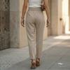 Women's Fashionable Color Casual Trousers With Pockets, Straight Leg, Cropped Suit Trousers