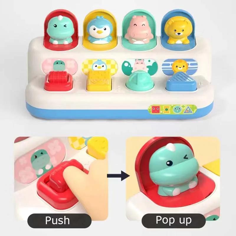 Hračky Vzdělávací Pop-up hračka Spínačová krabička Tlačítko Hra na schovávanou Jemná motorika Interaktivní zvířátko Schovávaná Montessori pro děti
