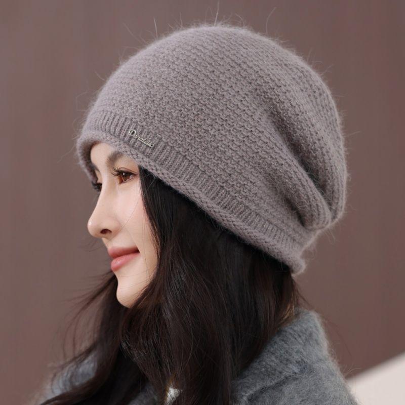 Autumn and Winter Wool Hat Women's New Fashion Rabbit Fur Beret Thermal Ear Protector Knitted Hat