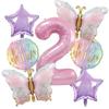 7 Pcs Pink Butterfly Balloon Set With 40 inch Number Baby Shower Helium Gradient Balloons Birthday Party Wedding Globos decor