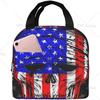 American Usa Flag Lunch Tote Bag for Women Men Reusable Insulated Cooler Lunch Box Container with Pocket for Work Office Trip