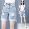 Women's High Waist Ripped Denim Shorts - Summer Trendy, Slim Straight Leg, Wide Leg Design