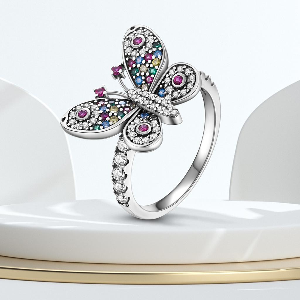 925 Silver Butterfly Dragonfly Insect Closed Ring For Women Valentine's Birthday Gifts DIY Wedding Jewelry Accessory