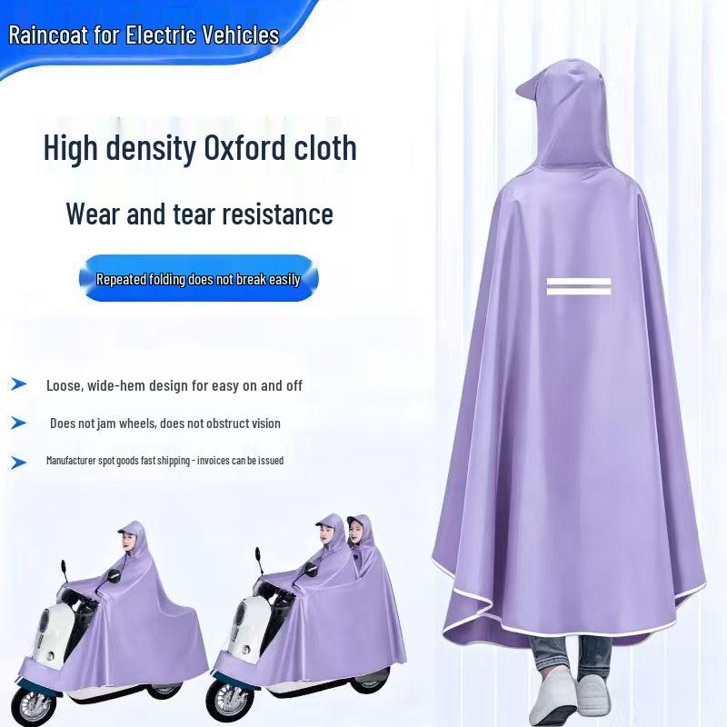 XL Electric Vehicle Raincoat: Anti-Downpour, Full Body Cover for Single/Double Riders, Pedal Motorbike Use