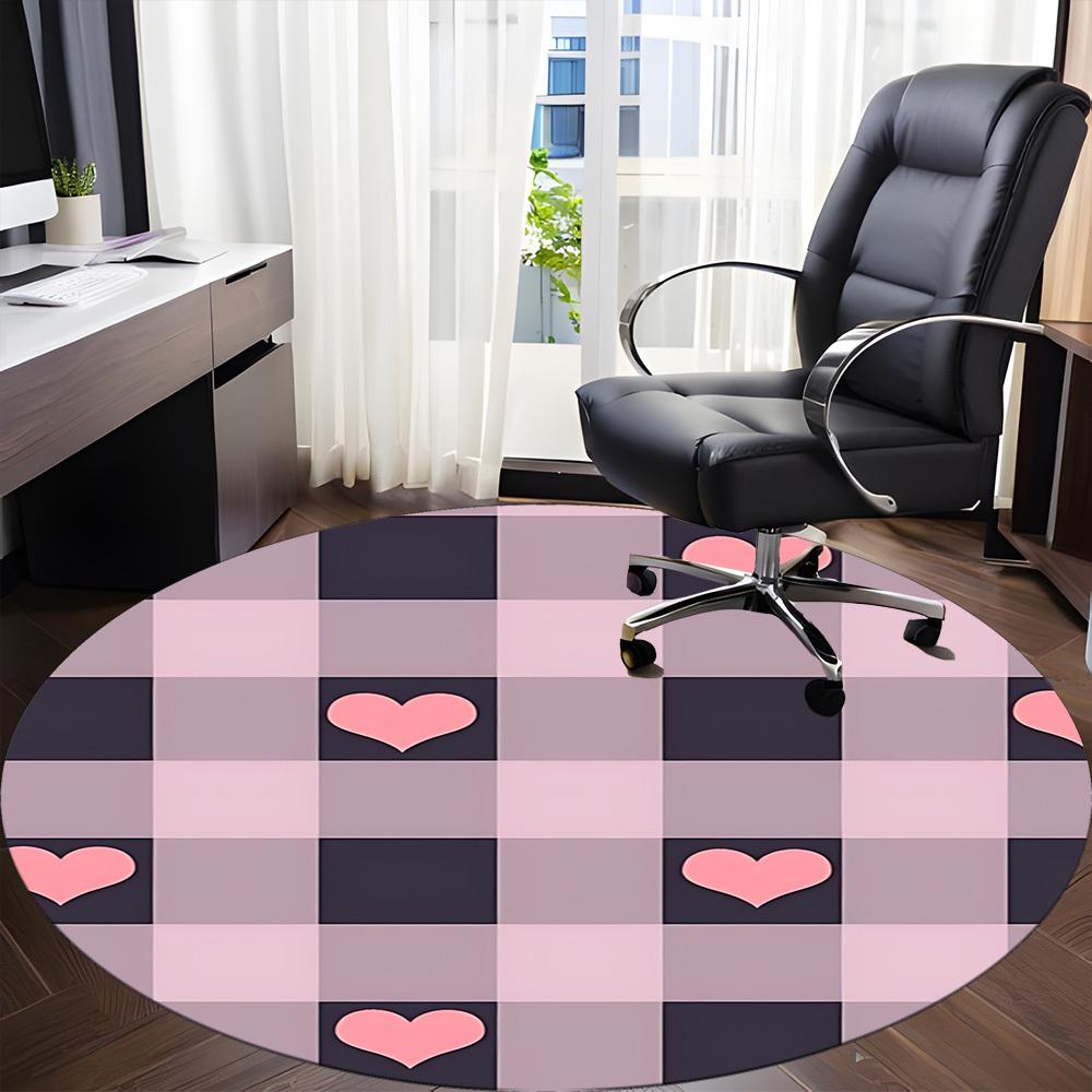 1pc Heart Checkered Pattern Chair Carpet for Office Non Slip, Machine Washable Rug for Office, Room Holiday Decor for Christmas, Birthday Polyester