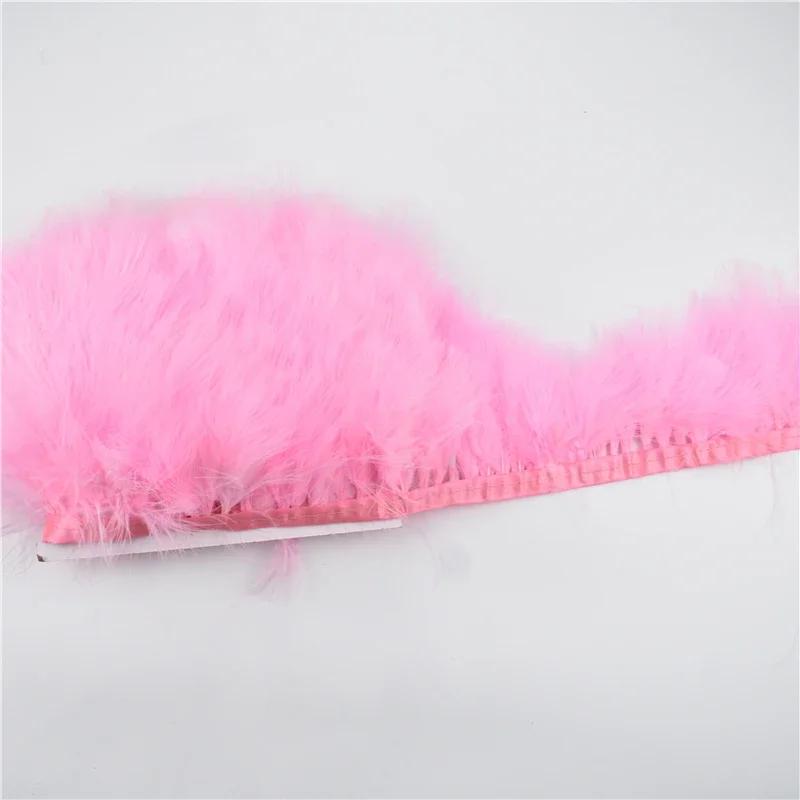2Meters Colored Fluffy Marabou Feathers Fringe Trim Turkey Black Feather Ribbon Fabric Shawl Clothes Sewing Trimmings Decoration