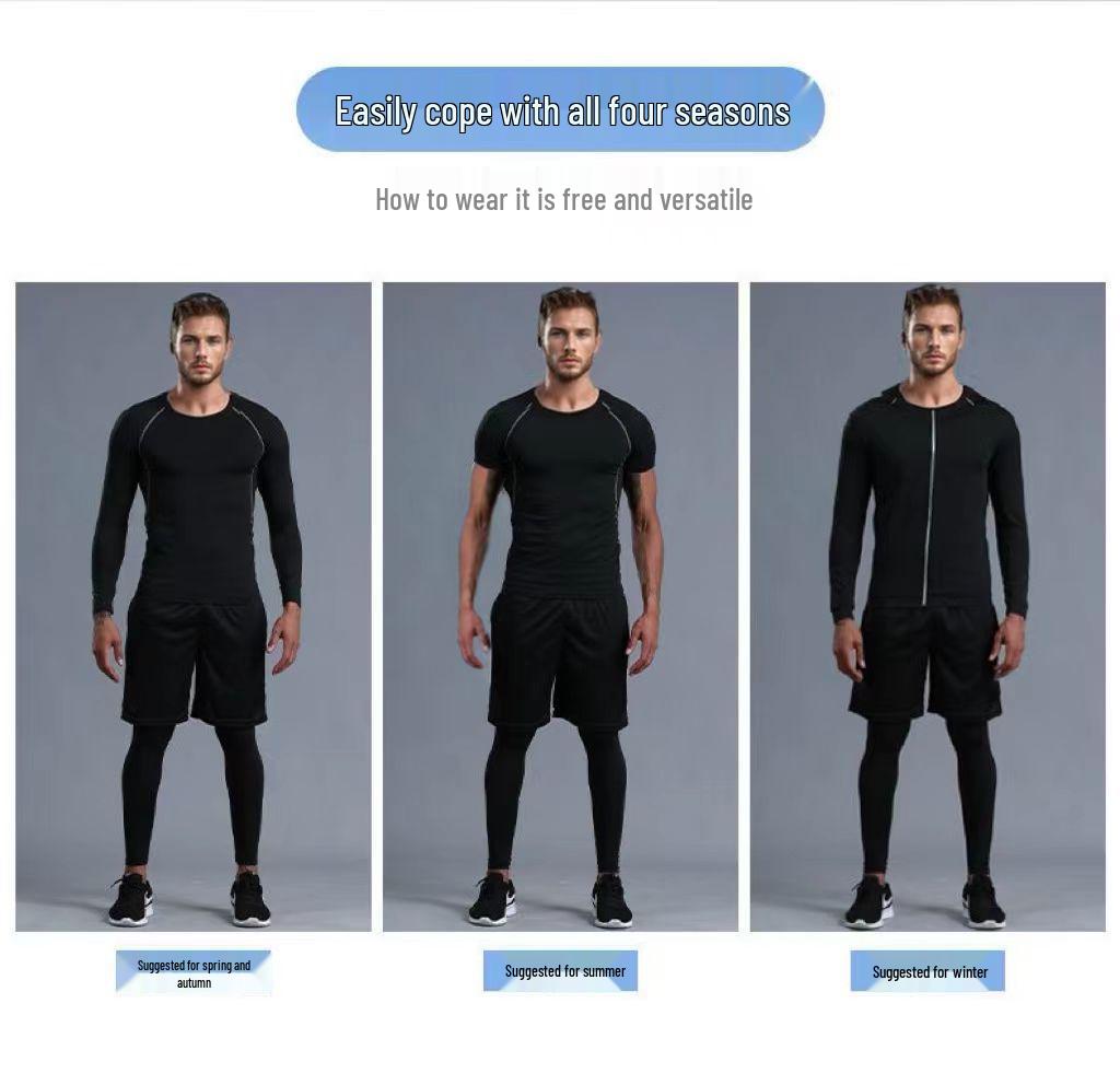 Men's High Elasticity Quick-Dry 5-Piece Fitness Set: Tights, Pants, Running & Training Gear