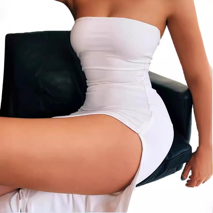Frühlings-Damenbekleidung Sexy Tube Top Schlitz Hüftbetontes Kleid