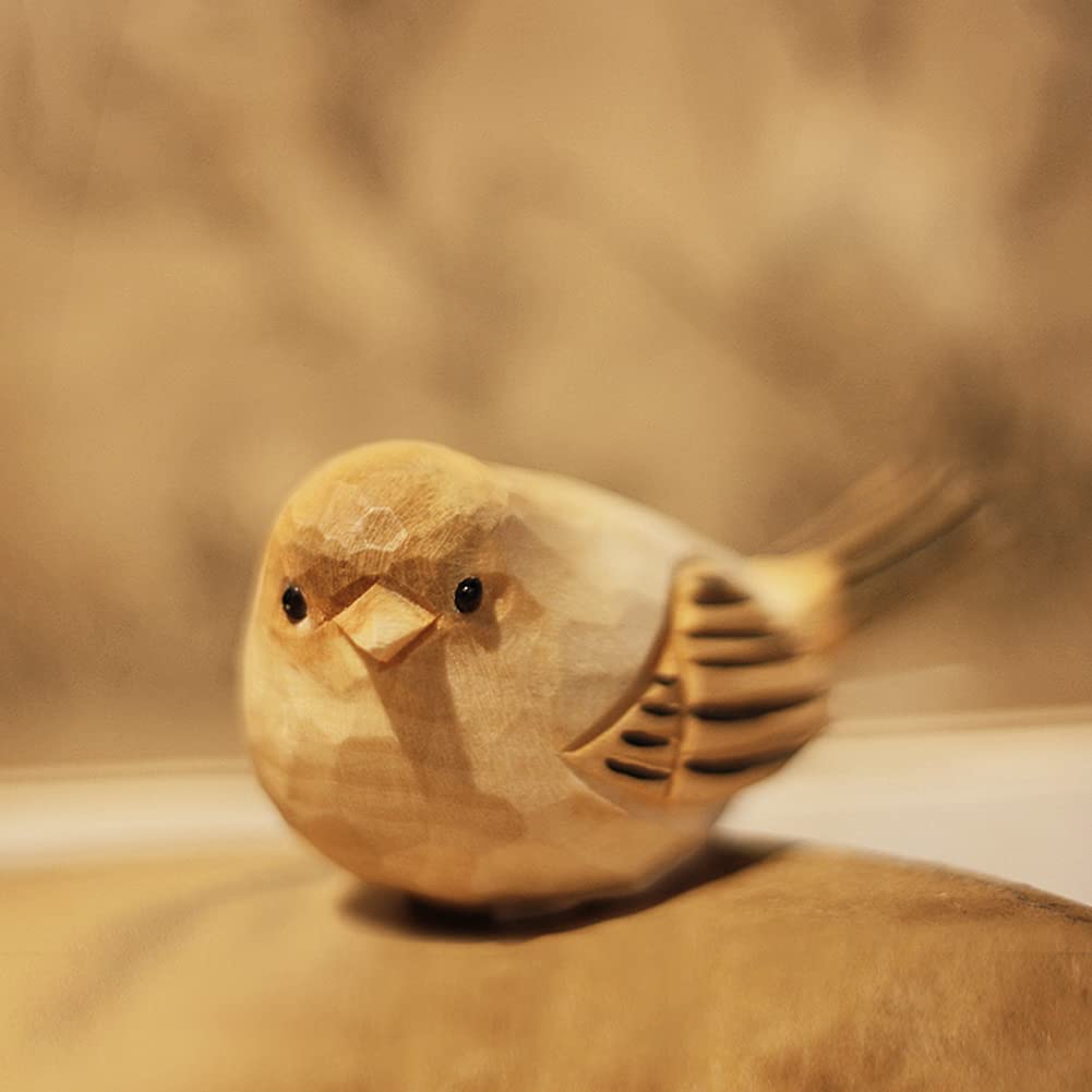 HIGHAWK Wooden Bird Ornament, Entryway Ornament, Cute Animal, Wood Carving, Toy, Gift for Kids, 3D Ornament, Bird Lover's Decor (Fat Bird, Ornamental