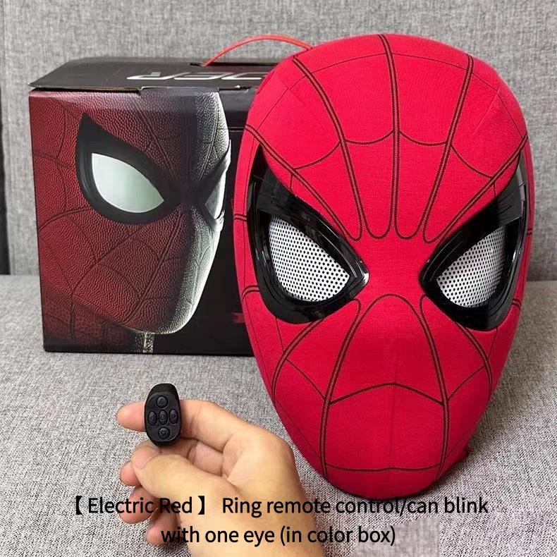 Adult Spider-Gwen Cosplay Helmet Touch Activated Light Up Electric Movable Eyes Mask Halloween Party Headgear