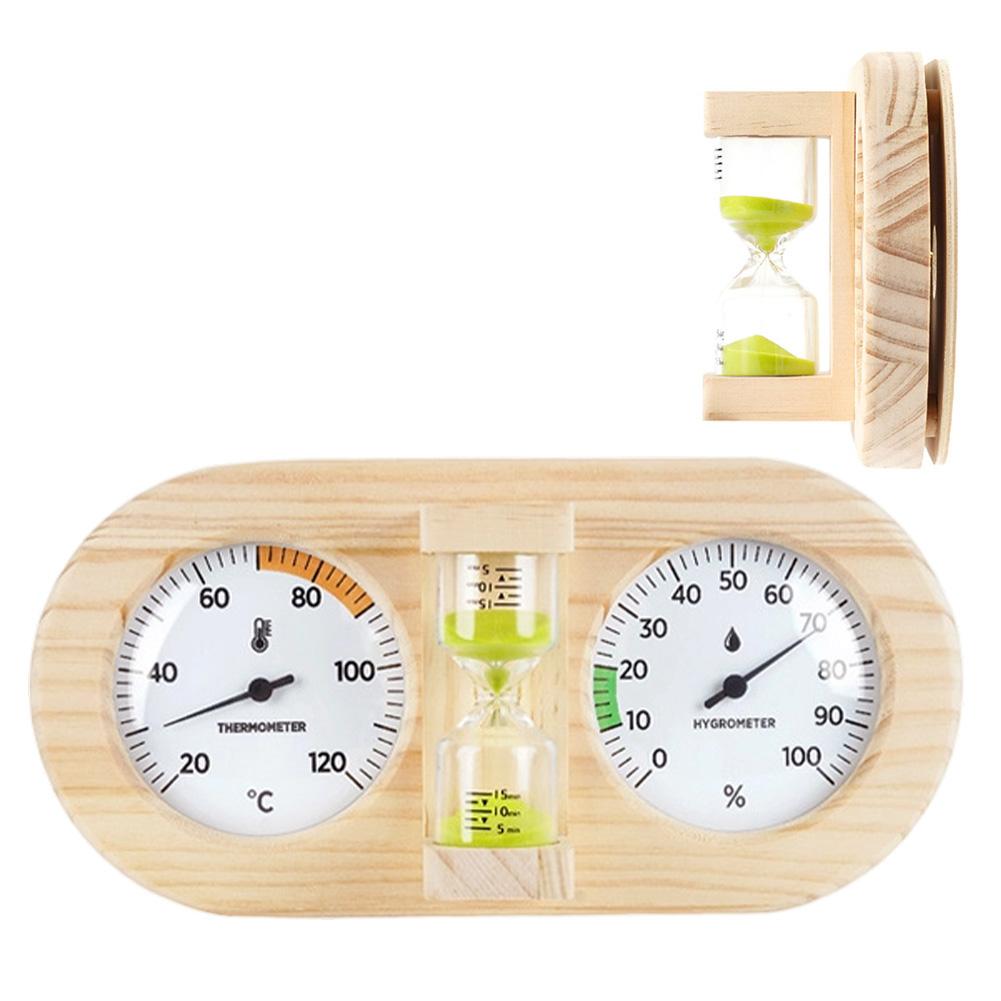 Wooden Sauna Thermometer Hygrometer 3in1 with 15 Minute Timer for For ROOM BathFor ROOM and Sauna Environments