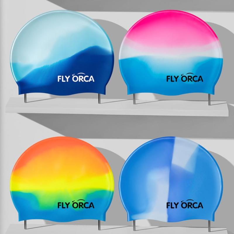 Gradient Silicone Swim Cap High Elasticity Waterproof Swimming Hat For Adults Pool Beach Water Sports