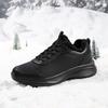 Leather shoes winter velvet warm cotton shoes two cotton non-slip running shoes flat all black sports and leisure shoes