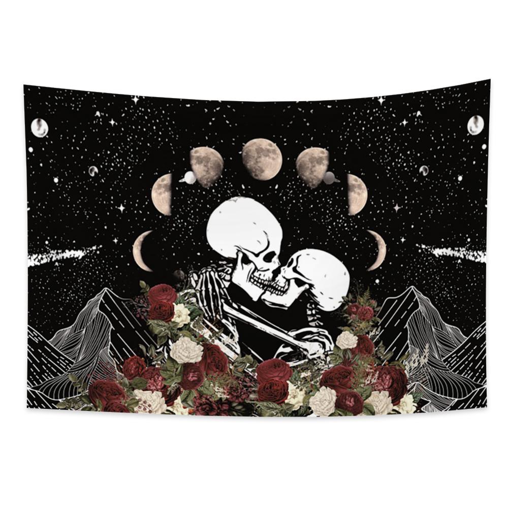 Tarot Faza Lunii Tapiserie cu flori Fluture Craniu Agățat pe perete Decor scenă psihedelică Decorare vrăjitorie Decorare cameră