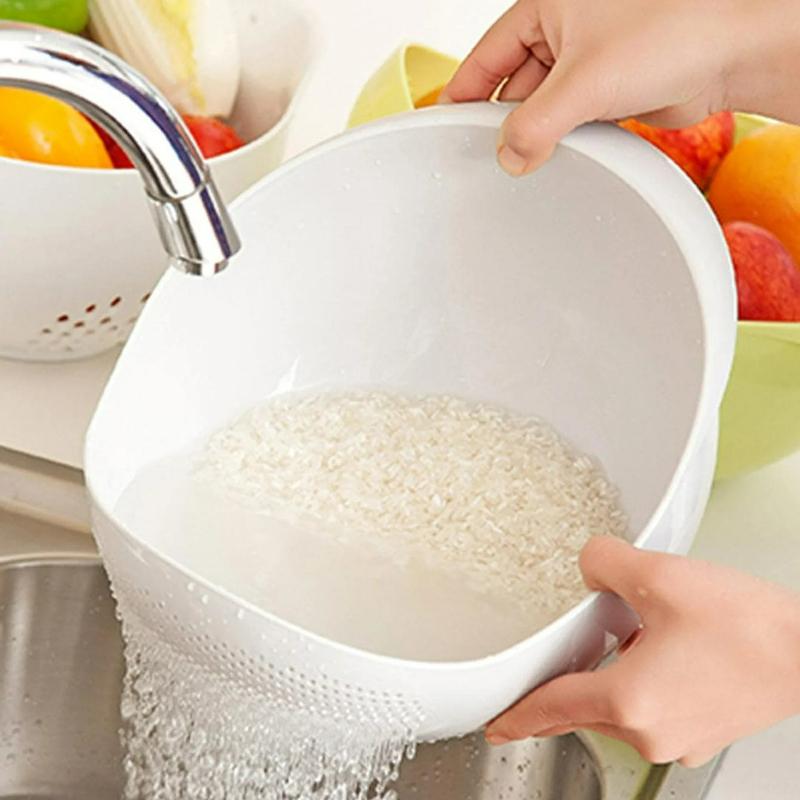 1/3pcs-Colander Rice Bowl Drain Basket Fruit Bowl Washing Drain Basket with Handle Washing Basket Home Kitchen Organizer Skims