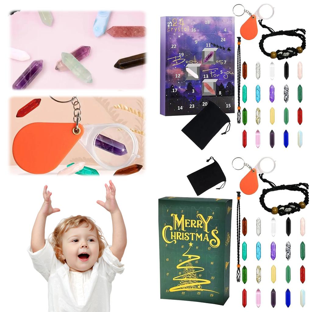 Crystal Xmas Countdown Calendar with Natural Crystals Advent Countdown Calendar for Girls Ladies Women