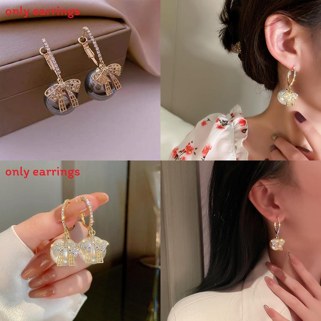 Korean Fashion Butterfly Pearl Hoop Earrings For Women With Electroplated Alloy