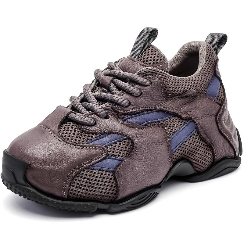 Fashion Cow Genuine Leather Women Comfy Rubber Autumn Chunky Sneakers Spring Flats Vulcanize Loafer Shoes Platform Wedge