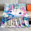 1PC Pink Axolotl with Flowers Print Adult Children Warm Blankets Home Travel Car Soft and Comfortable Suitable for All Seasons