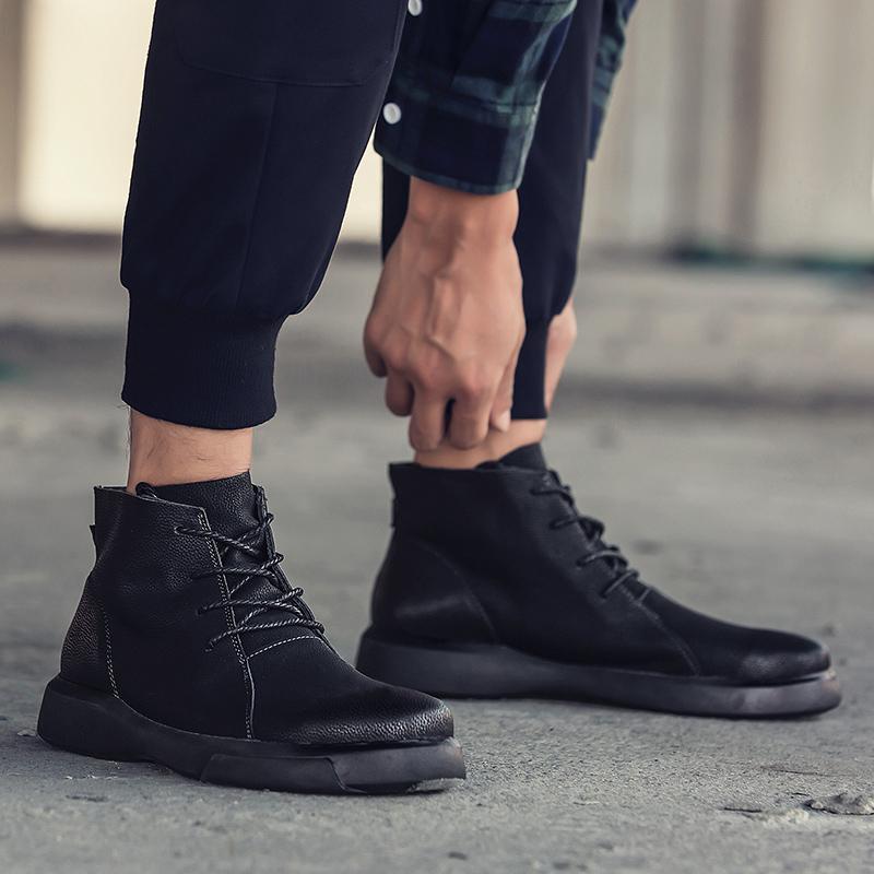 Brand New Winter Men Work Boots Fashion Lace-up Ankle Boots Designer Leather Warm Plush Men Boots Autumn Outdoor Men Shoes