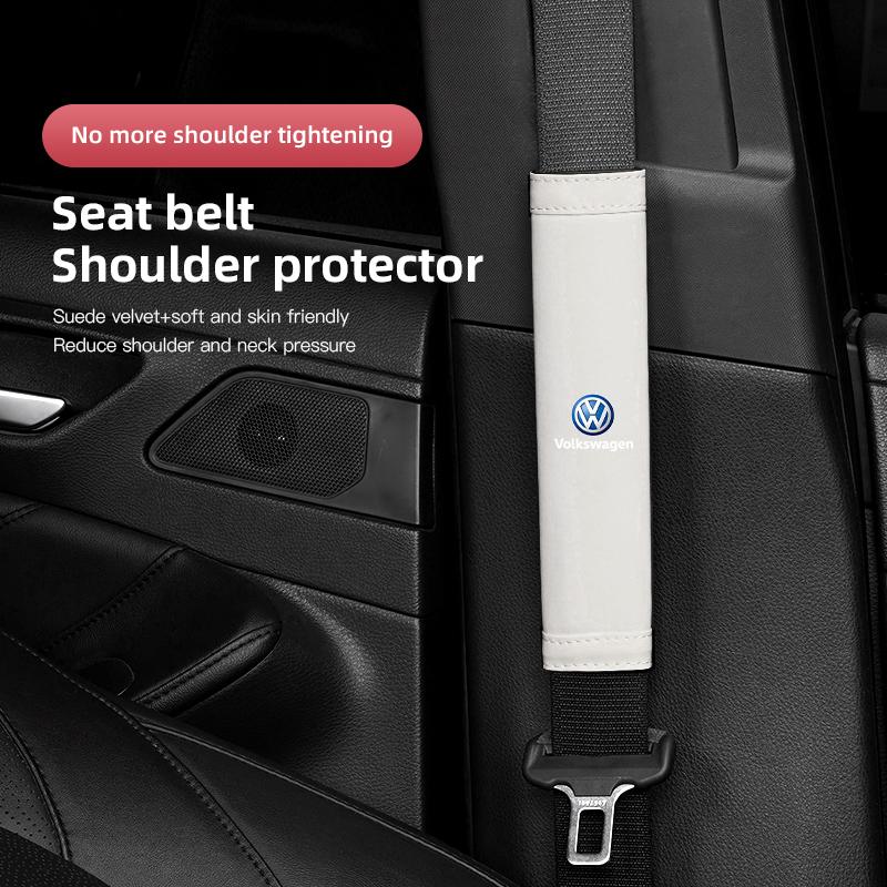 2PCS Car Seat Belt Pad Cover Suede Soft Car Shoulder Pad for Volkswagen VW GTI Touran ID3 T-Cross Golf T5 Atlas Polo Jetta T-ROC zh7