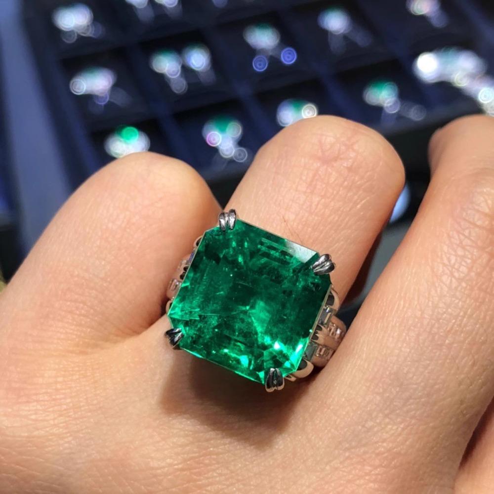 Open Ring Fashion Emerald Princess Cut Square Diamond Ring Simple Elegant for Women adjustable