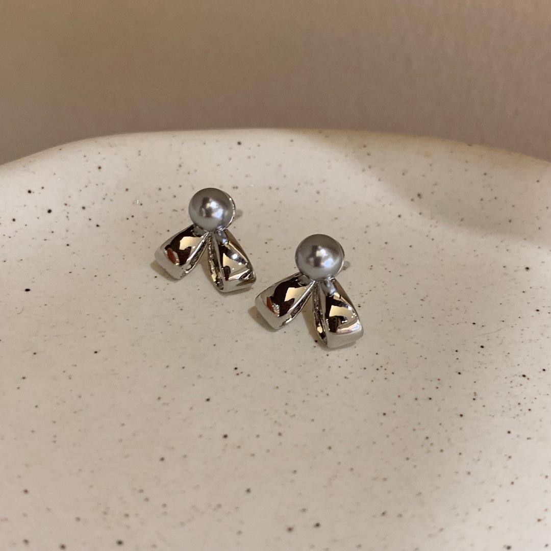 Bow Imitation Pearl Earrings Minimalist Elegant Jewelry