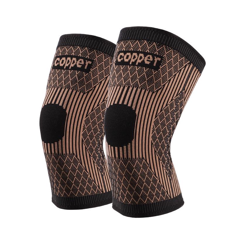 Copper Fiber Nylon Knitted Knee Support – Breathable, Anti-Slip for Cycling, Basketball, Mountaineering, and Badminton Sports.