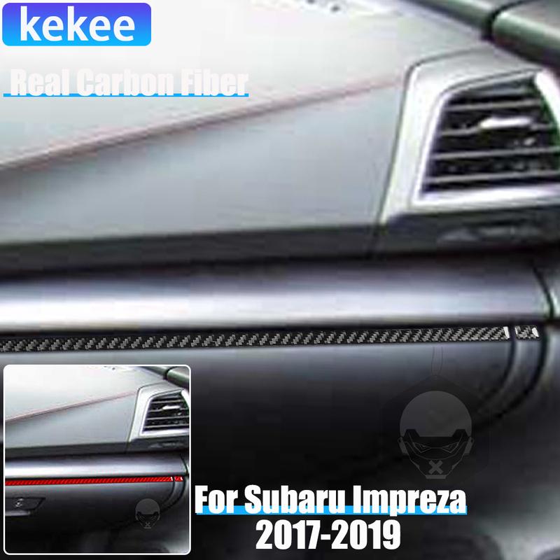 Real Carbon Fiber Car Accessories Glove Storage Strip Trim Cover Soft Sticker For Subaru Impreza 2017- Crosstrek 2018-